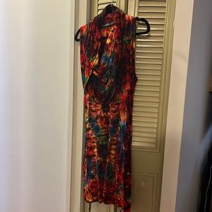 Warrior Within Design Hand Tie-Dyed hooded dress Large